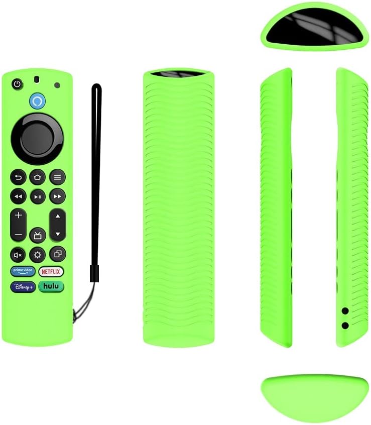 FiiMan Voice Remote Cover, Silicone Remote Cover Case Compatible with Toshiba/Insignia Firetv Omni Series or TV 4-Series, Lightweight Anti Slip Shockproof Remote Cover Case with Lanyard (Green Glow) - Image 4